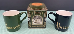 Tazas de café Harrods Green & Black Gold Signature con lata de té Harrods Collector - Imagen 1 de 19