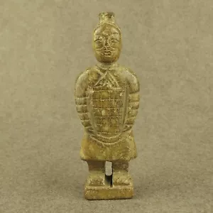 Qin Dynasty 4.3 Inches Chinese Antique Jade Carved Statue Wearing Armor Warrior - Picture 1 of 8