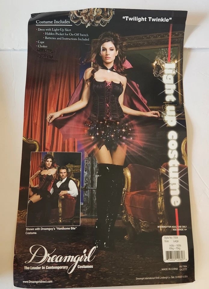 Fantasia de Halloween Dreamgirl vampira grande crepúsculo cintilante saia iluminada feminina - Imagem 1 de 4