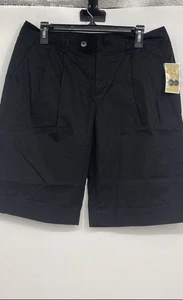 Michael Kors Womens Black Pleated Slash Pockets Classic Bermuda Shorts Size 10 - Picture 1 of 6