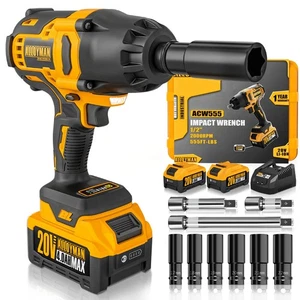 1/2 inch Impact Wrench Cordless, (750 N.m) 555 Ft-lbs Hight Torque Wrench,20V... - Picture 1 of 7