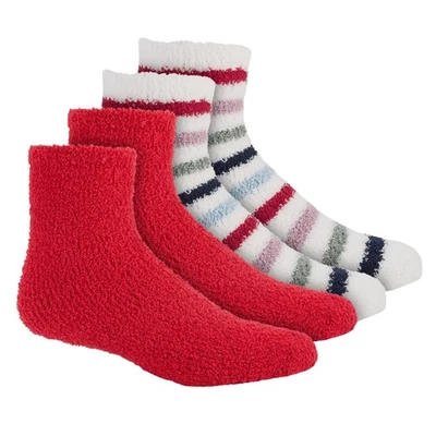 Paquete de 2 calcetines para mujer CHARTER CLUB mantequilla difusa talla única rojo blanco vacaciones Foto 1 de 4