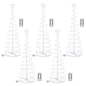 Yescom 5Ft LED Spiral Tree Light Outdoor Yard Xmas Decor Battery White 5Pack - Picture 1 of 9