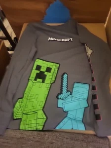 minecraft creeper long sleeve T SHIRT size 6/7 GRAY NWT - Picture 1 of 3