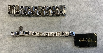 Pulseras elásticas enchapadas en plata con diamantes de imitación COOKIE LEE, lote de 2, nuevas Foto 1 de 4