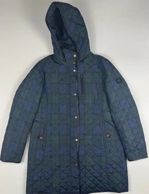 Chaqueta Abrigo Lauren Ralph Lauren Mujer’s L Acolchada Reloj Negro Cuadros con Capucha RLL Foto 1 de 4