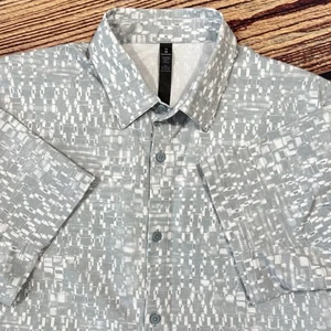 Lululemon Herren Airing Easy Kurzarm Hemd Grau Geometrisch Ventlight Stretch XL - Bild 1 von 10