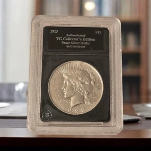 Dólar de plata Peace 1923 en muy buen estado • Losa autenticada "Edición de coleccionista" - Imagen 1 de 2