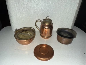 Antique Tin miniature doll house kitchen Copper Lot - Picture 1 of 4