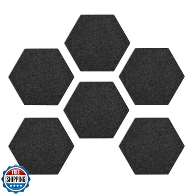 Navaris Hexagon Felt Board Tiles - Set of 6 Notice Memo Bulletin Boards with  - Image 1 of 4