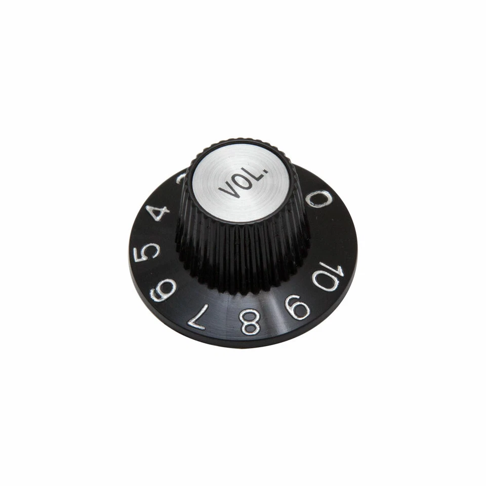 Hosco Witch Hat Volume Control Knob Gibson Style (Black w/Silver Cap, Imperial … - Image 1 of 1
