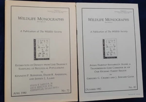 Wildlife Monographs A Publication Of the Wildlife Society 1980 No72 & 1982 No82 - Imagen 1 de 9