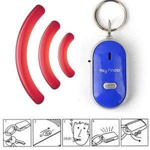 LED Anti-Lost Key Finder Find Locator Keychain Whistle Beep Sound Control Torch - Picture 1 of 8