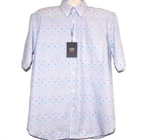 Paul & Shark Yachting AUTHENTIC Blue Stripes Men's Cotton Linen Shirt Size L - Picture 1 of 11