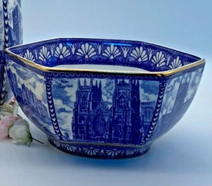 Vintage Porcelain Bowl Ringtones Wade Blue White Hexagonal - Picture 1 of 8