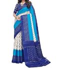 Women's Printed Trendy Art Silk Saree with Blouse Material- Sky blue