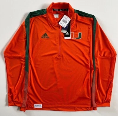 Adidas Miami Hurricanes Sudadera Tejida Manga Larga 1/4 Cremallera Naranja H48075 Talla S Foto 1 de 4