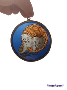 Vintage Glassmasters 4.5” Suncatcher Stain Glass Kitten Cat 1981 - Picture 1 of 2