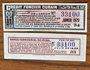 $3 Billete BANCO TERRITORIAL DeCUBA France Puerto Rico CARIBE HABANA Bono Share - Picture 1 of 13