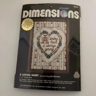 Kit Dimensions Crewel "A Loving Heart" 5"x 7" Nuevo en Paquete Foto 1 de 4
