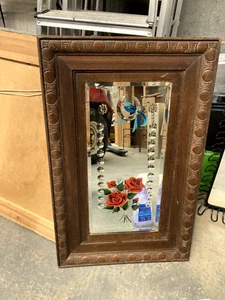 Vintage Antik 1937 Laurie's Glashütte verzierter Holzrahmen Spiegel Rosen - Bild 1 von 7