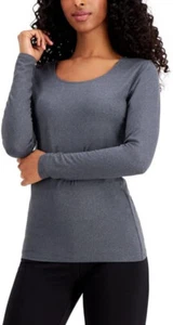 32 DEGREES Womens Long Sleeve Scoop Neck Top-HT Charcoal-XS - Picture 1 of 3