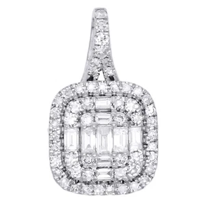 14K White Gold Baguette Cut Diamond Pendant Cushion Shaped Fancy Charm 1/2 CT. - Picture 1 of 6