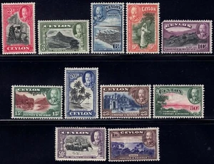 1935 Ceylon SC# 264-274 - Tapping Rubber Tree - Wild Elephants - M-H - Picture 1 of 2