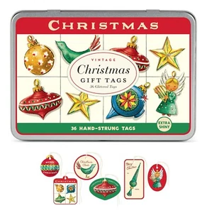 Cavallini & Co. Juego de etiquetas de regalo brillantes adornos navideños vintage, surtidos - Imagen 1 de 10