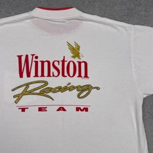 Camisa de carreras Winston vintage para hombre XL blanca puntada única años 90 hecha en EE. UU. - Imagen 1 de 11