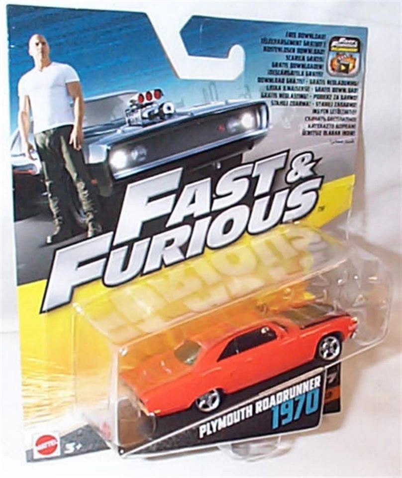 Fast & Furious 7 Plymouth Roadrunner 1970 New on blister card 1-55 scale Mattel - Image 1 of 1