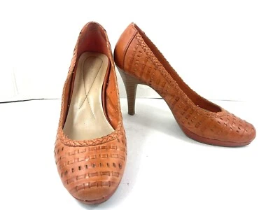 Zapatos de tacón Andrew Geller para mujer 8,5 M de cuero tejido marrón naranja Foto 1 de 4