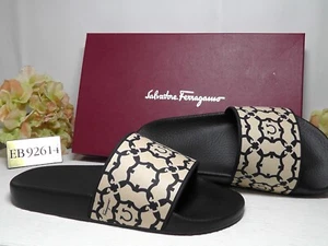 Salvatore Ferragamo schwarz/knochen Groovy ST Pantoletten Sandalen Größe 8M *****295 $*****Neu im Karton - Bild 1 von 10