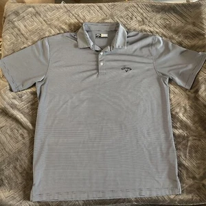 Callaway Opti Dri Herren Polo Large grau schwarz gestreift Logo Stickerei - Bild 1 von 5