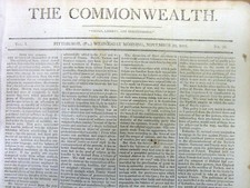 2 1805 EARLY PITTSBURGH Pennsylvania newspapers THE COMMONWEALTH 215 years old