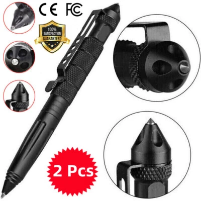 MARKENLOS 2er SET TACTICAL PEN Kugelschreiber mit GLASBRECHER - Selbstverteidigung Kubotan