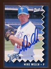 1997 Norfolk Tides MIKE WELCH Signed Card autograph AUTO METS PHILLIES