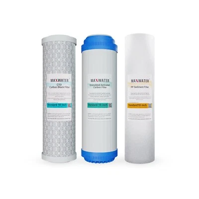 Max Water Whole House Water Filter Replacement Set Sediment + Carbon GAC + CTO - Image 1 of 4