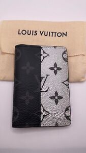 Louis Vuitton Authentic Kim Jones Black & Silver Monogram Eclipse Card Holder