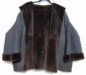 Eskandar CHARCOAL HeavyWeight Leather w/Dark Brown Shearling Hooded Coat 1 $5890 - Picture 1 of 8