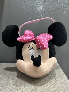 Disney Minnie Mouse Plush Easter Halloween Basket Stuffed Bow Pink - Picture 1 of 10
