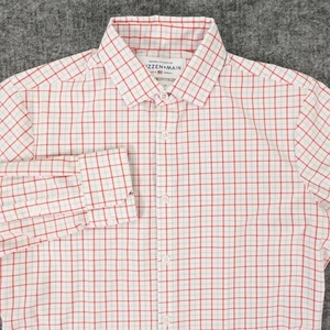 Mizzen+Main Dress Shirt Mens Small Red Check Trim Fit Leeward Collection USA - Picture 1 of 10