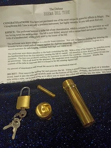 Berma Brass Deluxe Bill Tube (No longer available) Magic Trick Viking Berma @ - Picture 1 of 5