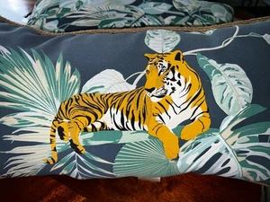 Allen + Roth Pillows Tiger On Tropical Leaves Two 20"x 12"x6" - Picture 1 of 4