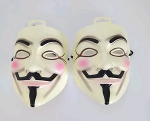 TWO - Guy Fawkes Mask - V for Vendetta - Flesh - Costume - One Size - Anon - NEW - Picture 1 of 8