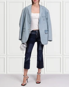 Pantalones de mezclilla con parte inferior Bell IT38 US2 UK6 XS recortados logotipo de entrepierna mediana PVP €750 DSQUARED2 - Imagen 1 de 9