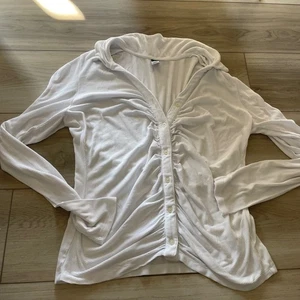 Old Navy Ribbed Cinched Button-Up Long Sleeve Top White XL Tall Shirt - Bild 1 von 4
