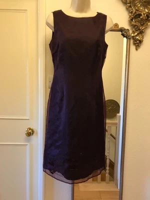 Laura Ashley purple silk shift dress size 8 lined - Image 1 of 4