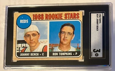 1968 Topps Johnny Bench RC Rookie #247 Graded SGC 3 VG Cincinnati Reds - Image 1 of 3