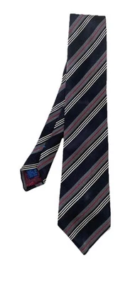 Corbata para hombre POLIFRONI MILANO de seda a rayas negras hecha en Canadá. PEC Foto 1 de 4